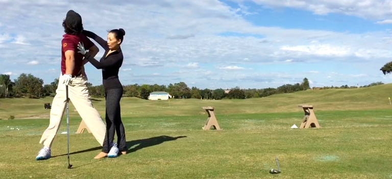 Orlando Golf Yoga Spinal Twist Pose