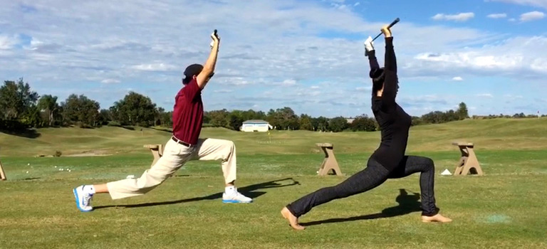 Warrior I Pose Golf Yoga Orlando